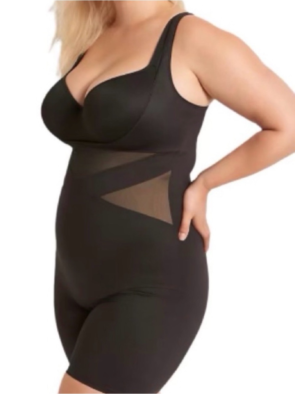Cacique by Lane Bryant Open-Bust Thigh Shaper – Black – Size 26/28 (4X) NWOT